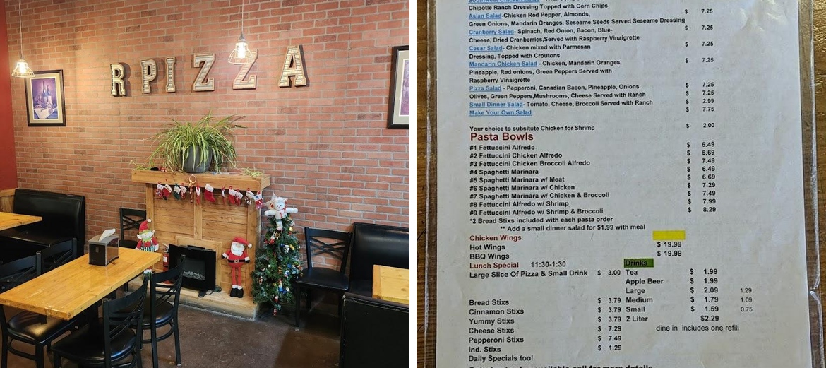 R Pizza Place Menu
