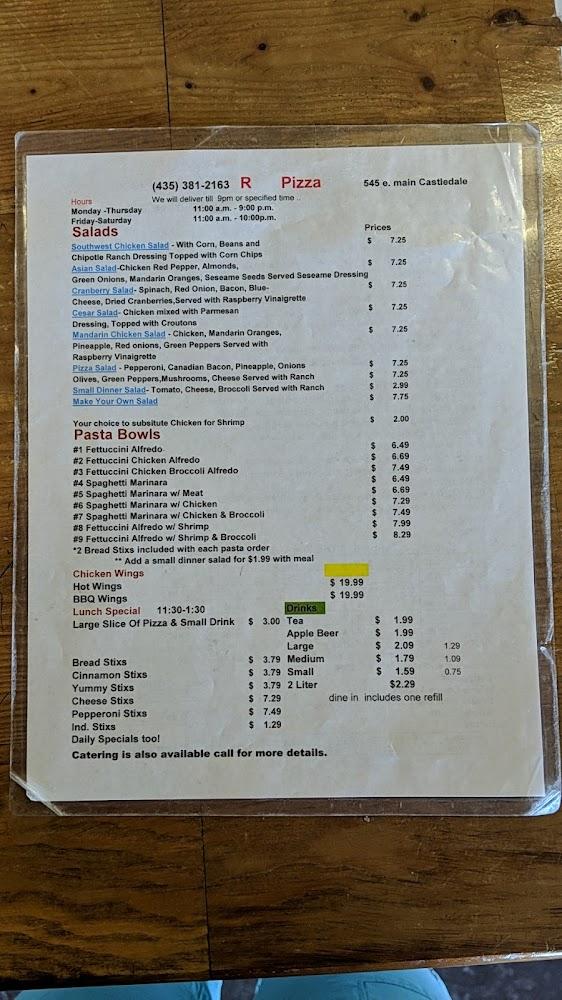R Pizza Place Menu image 1